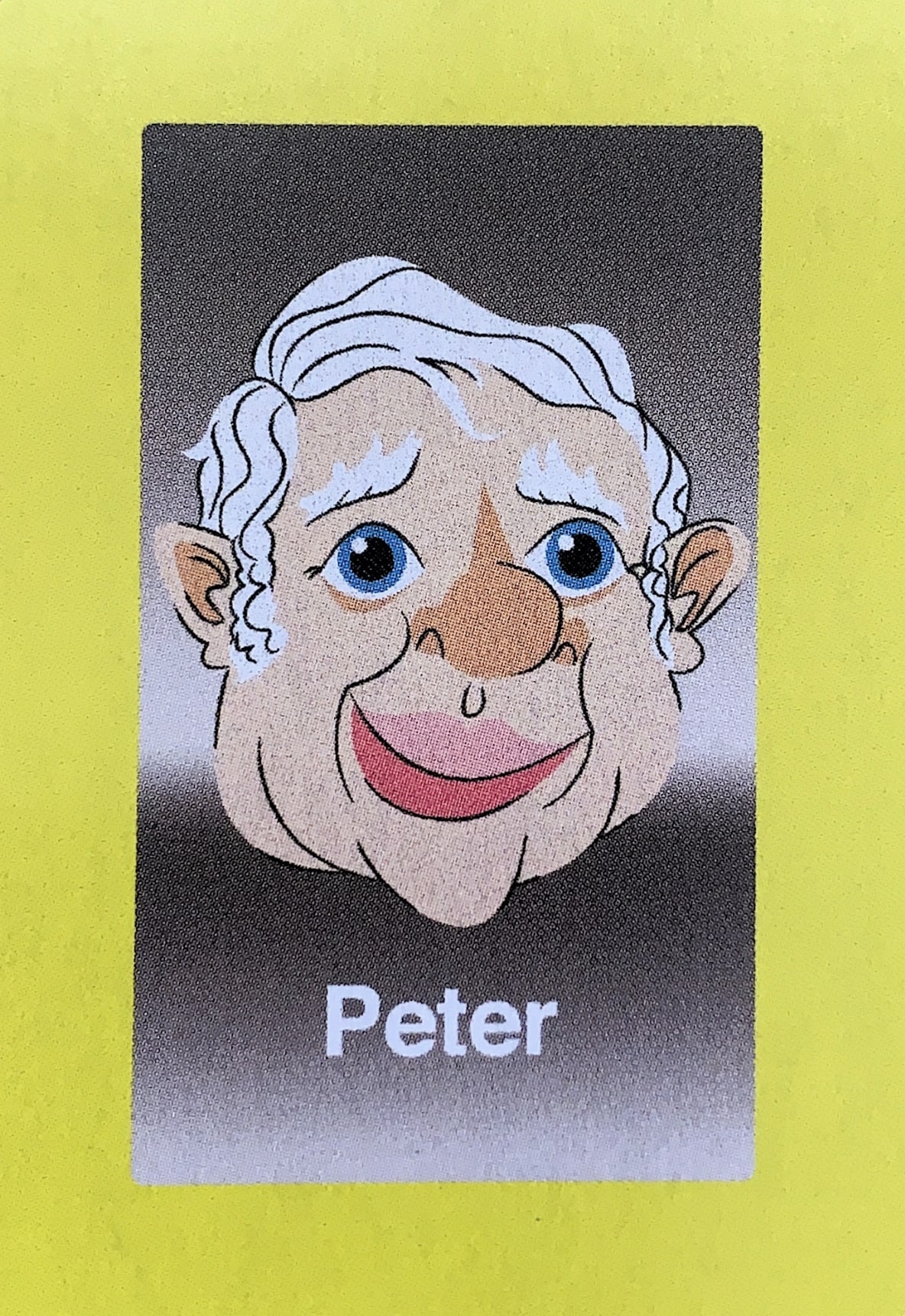  - Peter was a mid-level executive at Milton Bradley when the decision to go forward with the secret Guess Who?® project was made. Senior executives on the board of Milton Bradley thought he had an interesting face, and frankly, they didn’t like Peter very much. He was told of his new role within the company, as a face card for the game, and was relieved of all previous responsibilities. In retrospect, it was a savvy move by the board, sacking an unpleasant executive while avoiding a costly buy-out package. And he does have an interesting face.